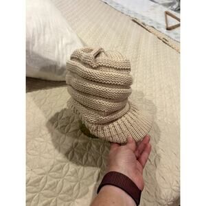 Cream Beenie with Bib One Size